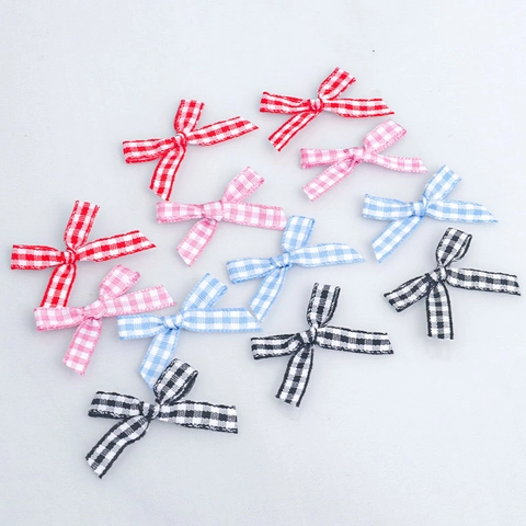 Mini Gingham Lint Strikjes Geruit Stof Bloem Voor DIY Haaraccessoires Kleding Ondergoed Naaien Knutselen Decoratie
