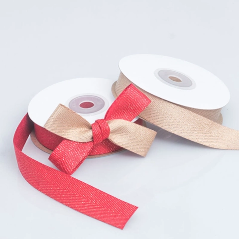 Metallic Herringbone Ribbon Polyester Glitter Silk Webbing For Gift Wrapping DIY Craft Hair Bows Wedding Party Decor