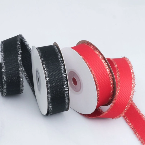 Metallic Fransen Ripsband Rolle Für Geschenkverpackung Basteln Haarschleife Hochzeit Dekoration Polyester Bänder