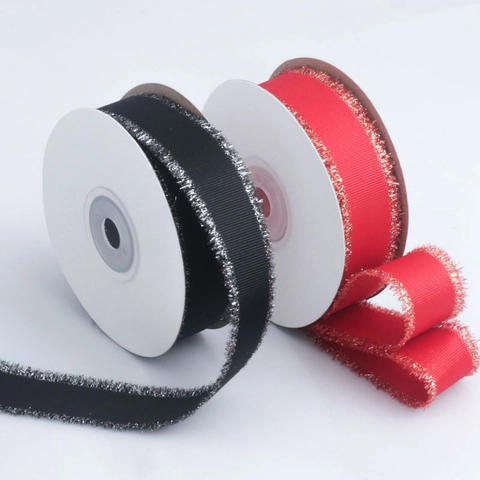 Metallic Fransen Ripsband Rolle Für Geschenkverpackung Basteln Haarschleife Hochzeit Dekoration Polyester Bänder