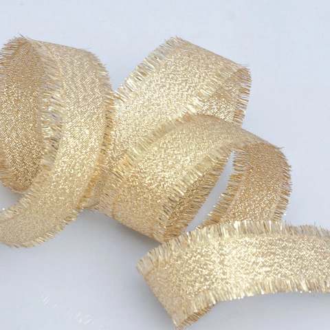 Metallic Fransenband Gold Silber Glitzer Satinband Für Geschenkverpackung Hochzeitstorte Haar Dekoration DIY Bastelband