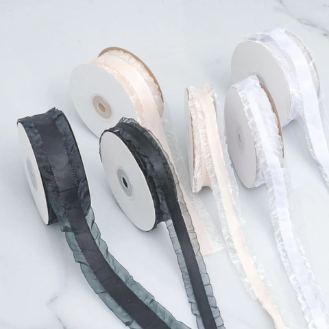 Nastro Di Raso Con Ruches In Organza Per Fiocchi Per Capelli Fai Da Te Decorazione Festa Matrimonio Rifiniture Abiti Cucito