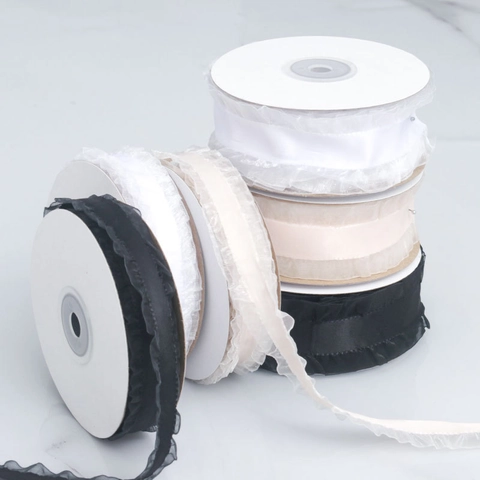 Nastro Di Raso Con Ruches In Organza Per Fiocchi Per Capelli Fai Da Te Decorazione Festa Matrimonio Rifiniture Abiti Cucito