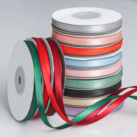 Double Sided Polyester Satin Ribbon For Gift Wrapping Baking Decoration DIY Flower Bows Solid Color Craft Ribbon Rolls