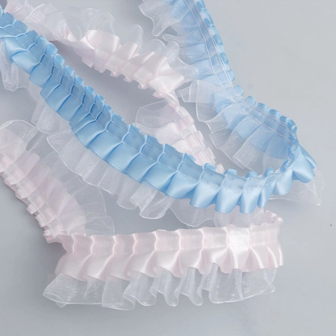 Ruffled Polyester Organza Lace Trim Pleated Ribbon For DIY Wedding Dress Clothing Sewing Handcraft Decorative Accessory