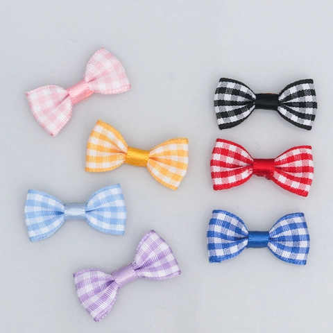 Mini Karierte Schleife DIY Band Schleifen Für Haarklammern Kleidung Haustier Zubehör Handwerk Dekoration Gingham Muster Band Schleifen