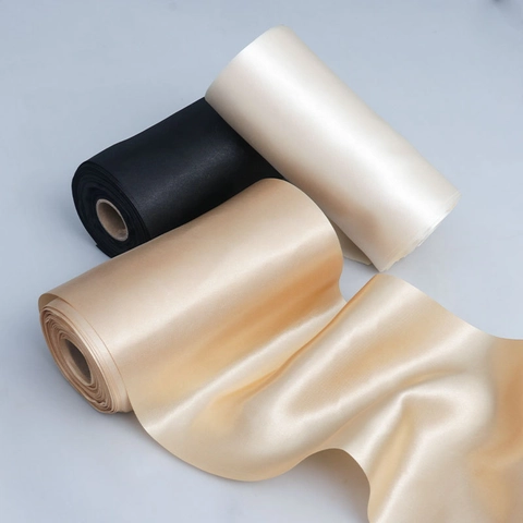 15cm Wide Satin Ribbon For Wedding Chair Back Bow Decoration Smooth Polyester Silk Ribbon Roll For Gift Wrap Party Decor
