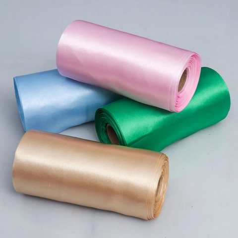 15cm Wide Satin Ribbon For Wedding Chair Back Bow Decoration Smooth Polyester Silk Ribbon Roll For Gift Wrap Party Decor