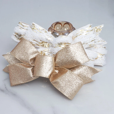 Large Christmas Glitter Bow Pendant Decoration For Christmas Tree Wreath Hanging Ornament Festive Polyester Bows Home Decor