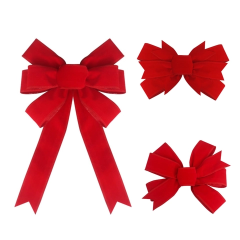 Grande Fiocco di Natale Rosso Decorazione in Velluto Floccato Fiocchi per Ornamenti Albero di Natale Matrimonio Festa Confezione Regalo