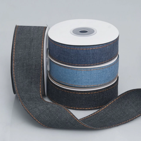 Nastro in Denim a Doppia Faccia Con Cuciture Arancioni per Fiocchi per Capelli Fai-da-Te Abbigliamento Cucito Accessori