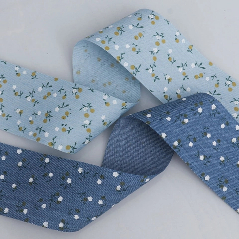 Pastoral Small Floral Printed Polyester Ribbon DIY Hair Bow Flower Gift Wrap Fabric Webbing Decorative Ribbon For Wedding