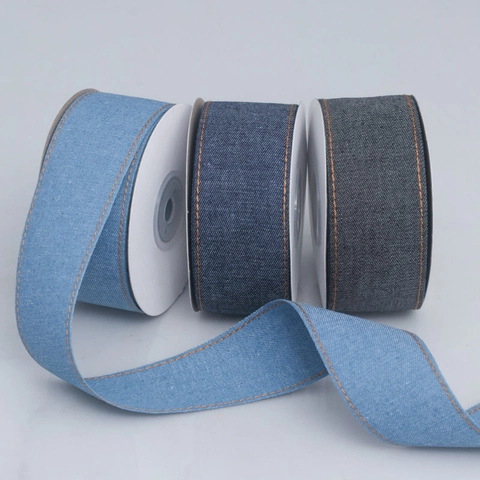 Nastro in Denim a Doppia Faccia Con Cuciture Arancioni per Fiocchi per Capelli Fai-da-Te Abbigliamento Cucito Accessori