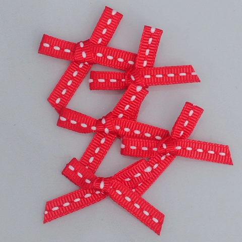 6mm Grosgrain Lint Strikken Met Witte Stippellijn Voor DIY Haaraccessoires Geschenkdoos Decoratie Mini Handgemaakte Polyester Strikken