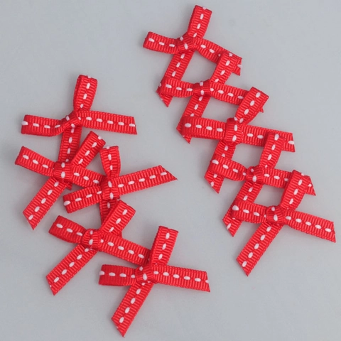 6mm Grosgrain Lint Strikken Met Witte Stippellijn Voor DIY Haaraccessoires Geschenkdoos Decoratie Mini Handgemaakte Polyester Strikken