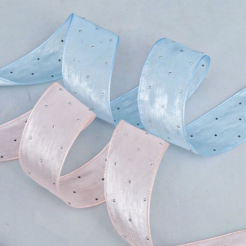 Chiffonband Mit Silbernen Strasspunkten Für DIY Geschenkverpackung Haarschmuck Schleife Dekoration Koreanischer Stil