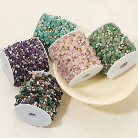 Stainless Steel Irregular Natural Stone Artificial Pearl Chain For DIY Jewelry Making Handmade Necklace Bracelet Components