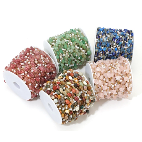 Stainless Steel Irregular Natural Stone Artificial Pearl Chain For DIY Jewelry Making Handmade Necklace Bracelet Components