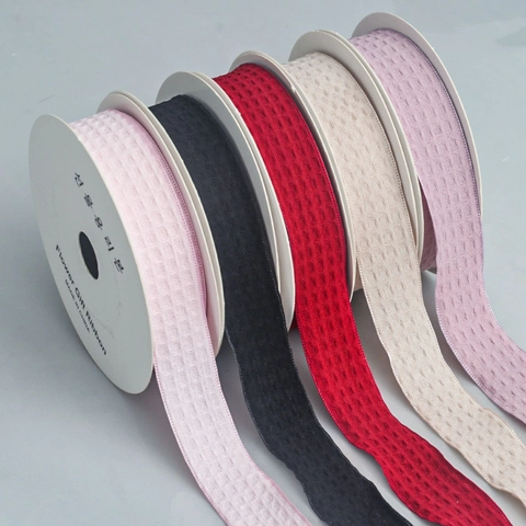 Waffle Pattern Textured Ribbon Korean Style Woven Decorative Webbing For Gift Wrapping DIY Bow Hair Accessory Bakery Wedding Decor