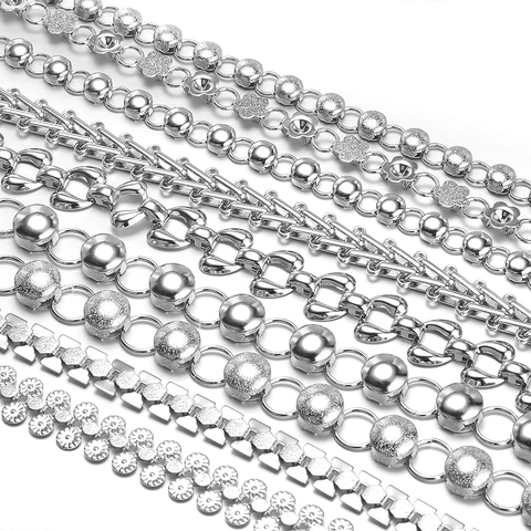 Stainless Steel DIY Jewelry Chain Floral Round Bead Links For Necklace Bracelet Making Punk Fashion Craft Accessories