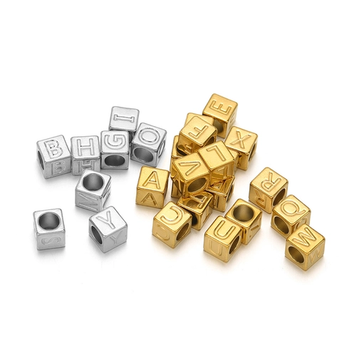Stainless Steel Alphabet Cube Beads Initial Letter Spacers For DIY Jewelry Making Bracelet Necklace Accessories