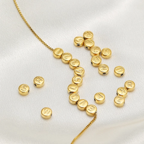 Stainless Steel Flat Round Engraved Number Beads Gold Steel Tone DIY Jewelry Findings Beads For Bracelet Necklace Maker