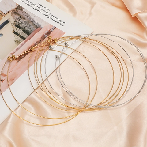 Minimalist Adjustable Stainless Steel Choker Wire Necklace DIY Jewelry Making Findings Gold Silver Plated Neck Wire For Women