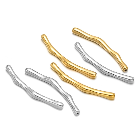 Stainless Steel Bamboo Joint Bend Tube Pendant For DIY Jewelry Making Necklace Bracelet Fashion Jewelry Accessory