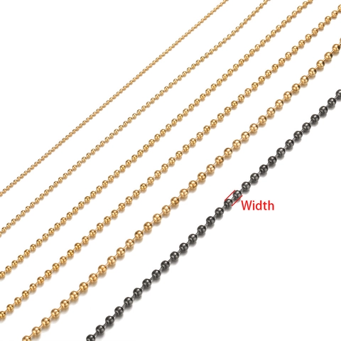 Cadena de Bolas de Acero Inoxidable para Hacer Joyas DIY Oro Negro Plata Galvanizado Accesorios Pulsera Collar Cadena
