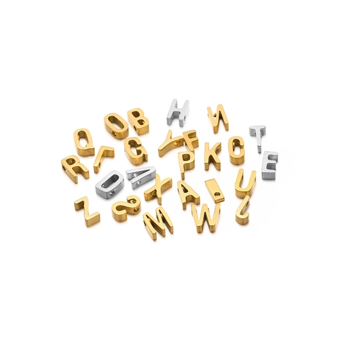 8mm Roestvrijstalen Alfabet Letter A-Z Kleine Gat Kralen DIY Hanger Voor Ketting Armband Sieraden Maken Accessoires