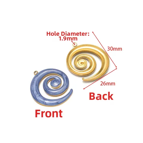 Stainless Steel Spiral Pendant For DIY Necklace Bracelet Making Colorful Enamel Marble Pattern Jewelry Charms Accessory