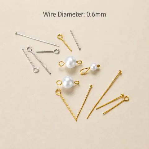 Stainless Steel DIY Jewelry Making Pins 0.6mm Eye Pins T Head Pins Ball Pins Gold Silver Plated Beading Craft Accessories