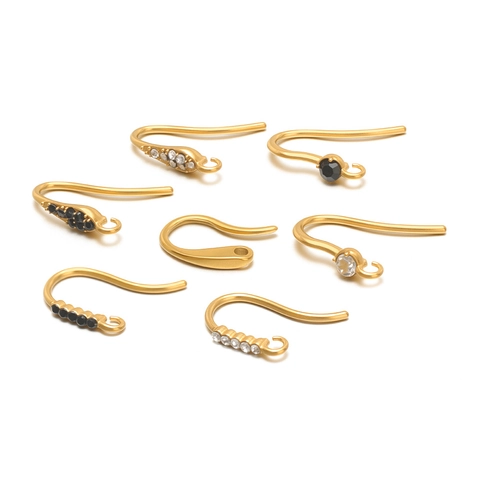 Crochets de Boucles d'Oreilles en Acier Inoxydable Plaqués Or Argent Avec Strass de Zircone pour la Fabrication de Bijoux DIY Accessoires