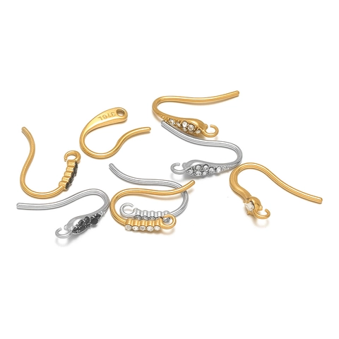 Crochets de Boucles d'Oreilles en Acier Inoxydable Plaqués Or Argent Avec Strass de Zircone pour la Fabrication de Bijoux DIY Accessoires