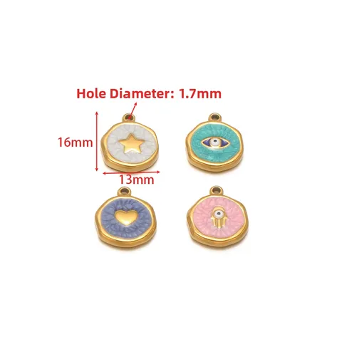 Vintage Edelstahl Emaille Anhänger Für DIY Schmuckherstellung Französischer Böser Blick Herz Hamsa Stern Charms Für Halskette Ohrring