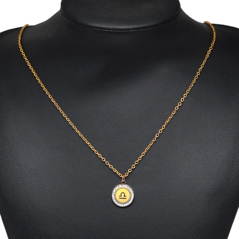 Dodici Segni Zodiacali Ciondoli Tondi in Acciaio Inossidabile Con Strass Bianchi Ciondoli Costellazione per Creazione Gioielli DIY
