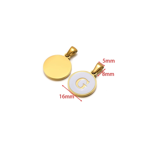 Minimalist Stainless Steel Round Initial Letter Pendant For Women Enamel 26 Alphabet Charm DIY Jewelry Making Accessory Gift