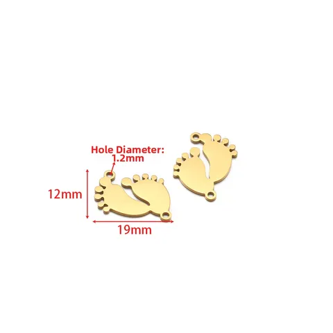 Stainless Steel Baby Footprint Charms DIY Jewelry Making Pendants For Necklace Earring Gold Steel Black Rose Gold Color