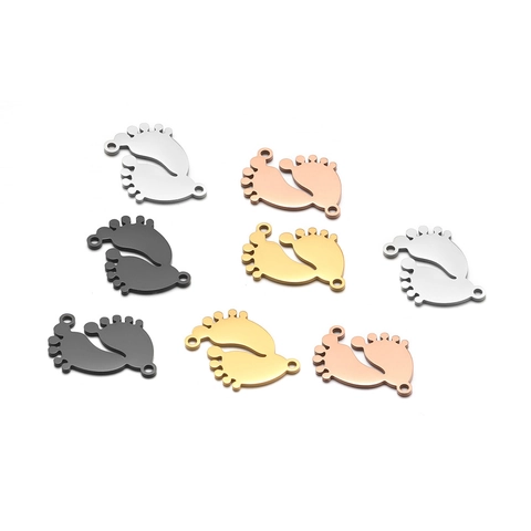 Dijes de Huella de Bebé de Acero Inoxidable Colgantes para Joyería DIY Collar Pendientes Oro Acero Negro Oro Rosa