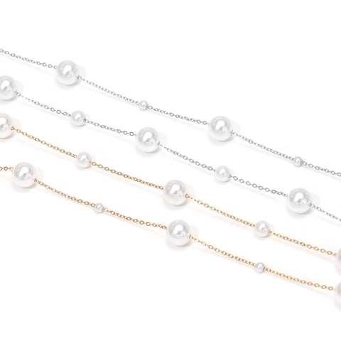 Roestvrij Staal Kunstparel Kralenketting 1.2mm Afgeplatte Kruis Ketting Voor DIY Ketting Armband Sieraden Maken Accessoires