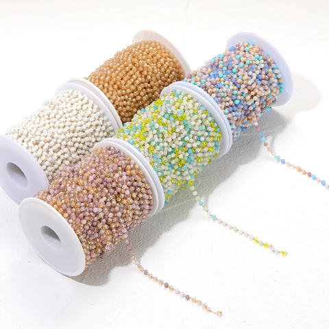 Crystal Bead Chain Jewelry Findings Stainless Steel Gold Plated For DIY Necklace Bracelet Making Women Accessory Handmade