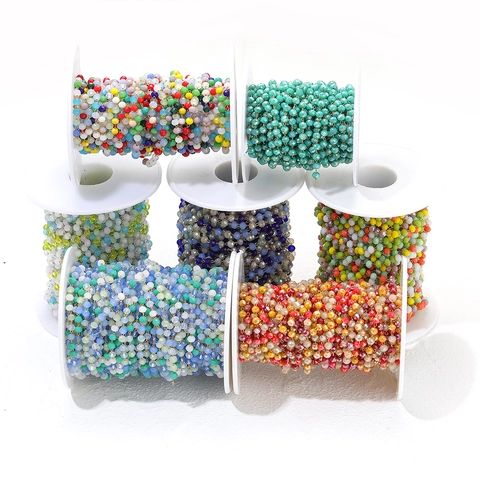 Crystal Bead Chain Jewelry Findings Stainless Steel Gold Plated For DIY Necklace Bracelet Making Women Accessory Handmade