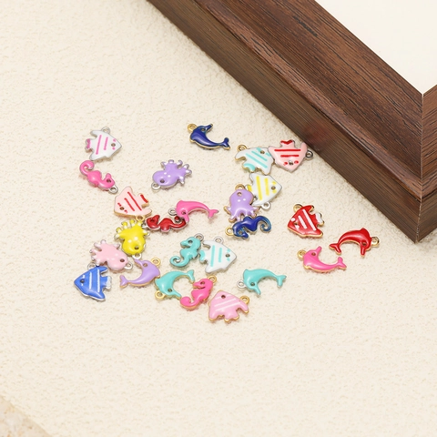 Stainless Steel Marine Animal Enamel Pendants Seahorse Dolphin Octopus Tropical Fish Charms For DIY Jewelry Making Findings Necklaces Earrings