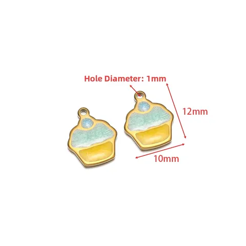 Stainless Steel Mushroom Pendants Enamel Colorful Gold Plated Cartoon Cupcake Style Charms For DIY Necklace Earrings Jewelry Finding Accessory