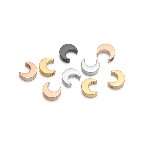 Stainless Steel Crescent Moon Beads For DIY Jewelry Making Bracelet Necklace Accessories Small Hole Spacers Polish Moon Charms