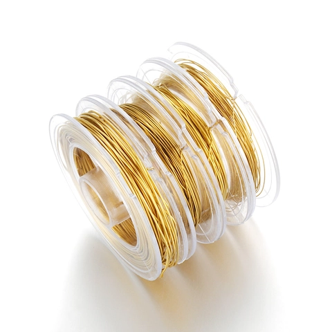 Alambre de Acero Inoxidable para Creación de Joyas DIY Hilo para Cuentas Chapado en Oro de 18K Carrete de Hilo Metálico