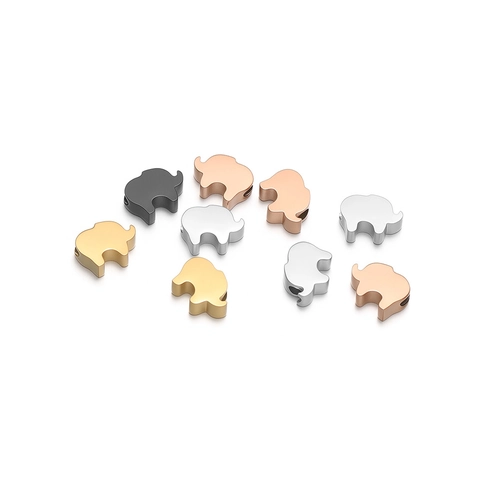 Stainless Steel Elephant Shape Small Hole Beads DIY Jewelry Making Bracelet Necklace Loose Metal Elephant Beads Accessories