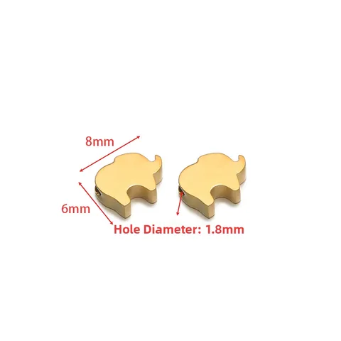 Stainless Steel Elephant Shape Small Hole Beads DIY Jewelry Making Bracelet Necklace Loose Metal Elephant Beads Accessories
