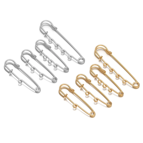 DIY Stainless Steel Safety Pin Brooch Pendants Multi Hole Clothing Accessories For Jewelry Making Findings Craft Suppies