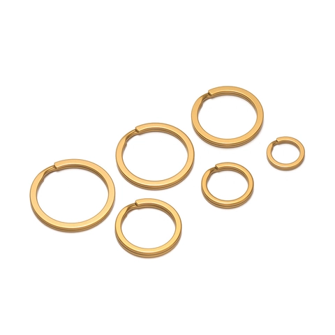 Stainless Steel Flat Split Key Rings 18k Gold Silver Plated Circular Open Rings For DIY Keychain Jewelry Making Accessories